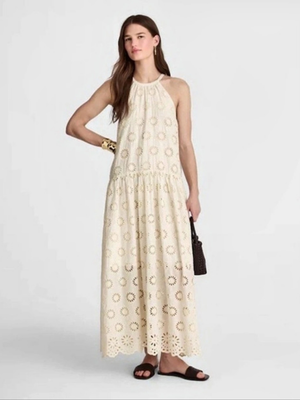 Madewell Embroidered Drop Waist Maxi Dress in Floral Eyelet Size Small NWOT